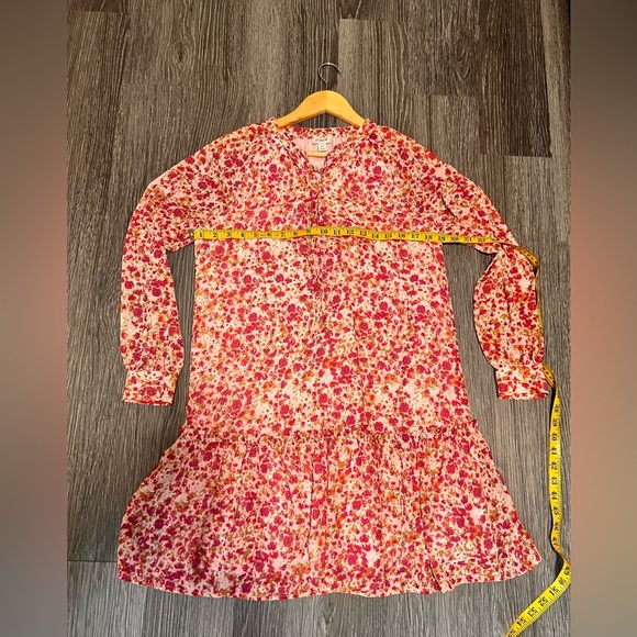 J. Crew Red and White Tiered Bishop Sleeve Dress - Picture 9 of 10